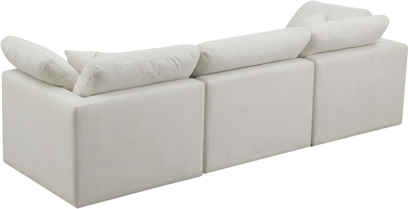 Plush 105" Velvet Upholstered Standard Comfort 3pc. Modular Sofa