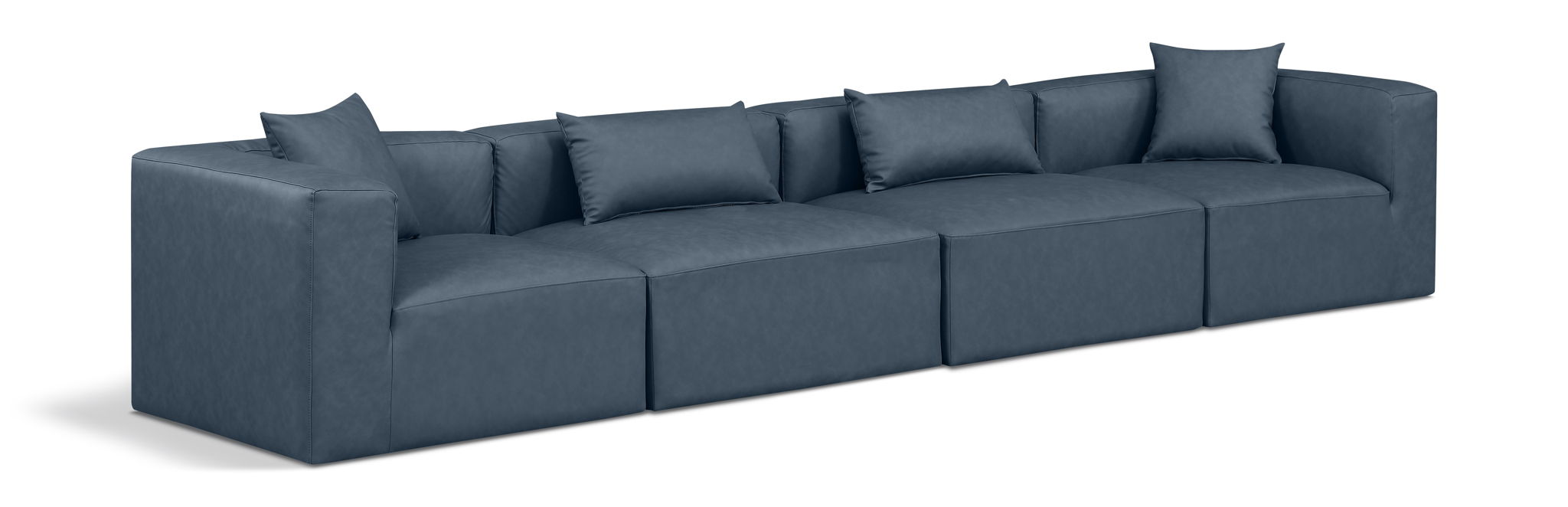 Cube 144" Vegan Leather Upholstered 4pc. Modular Sofa