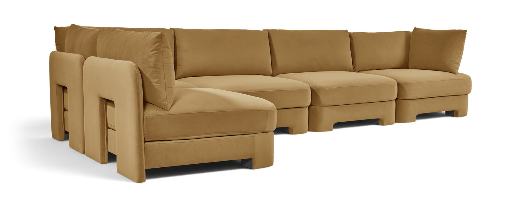 Hammond 148" Velvet Performance Fabric Upholstered 5pc. Modular Sectional