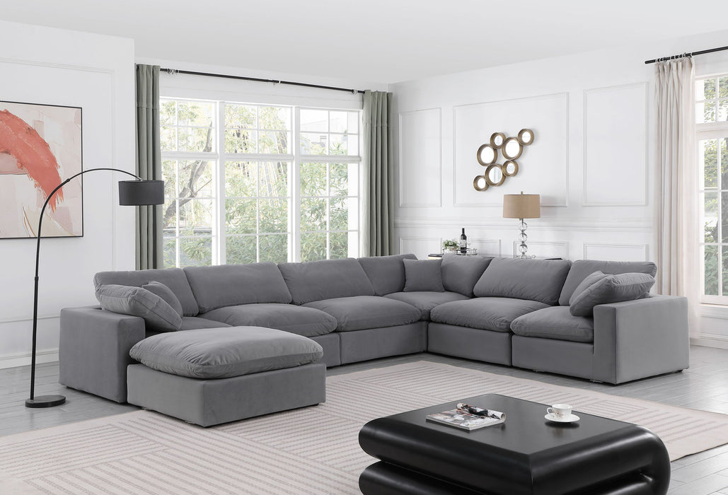 Seccional modular tapizado de terciopelo Comfy de 158" de 7 piezas
