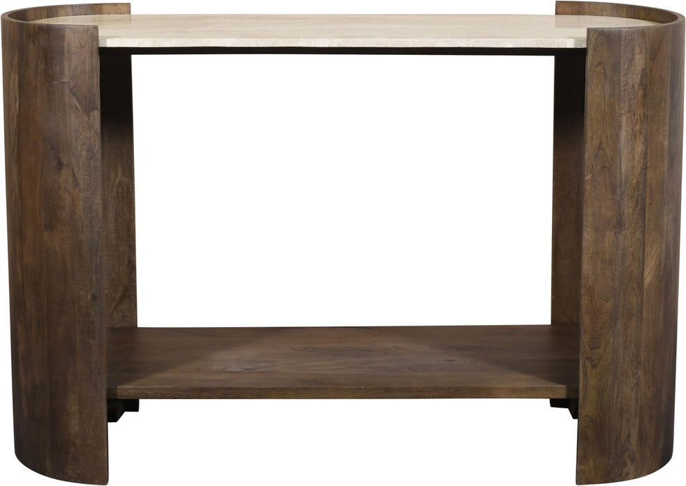 Solstice Travertine And Mango Wood Vanity/ Desk / Console