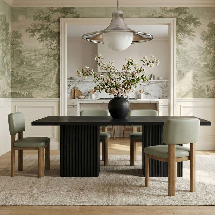 Silla de comedor tapizada de cuero vegano Paloma