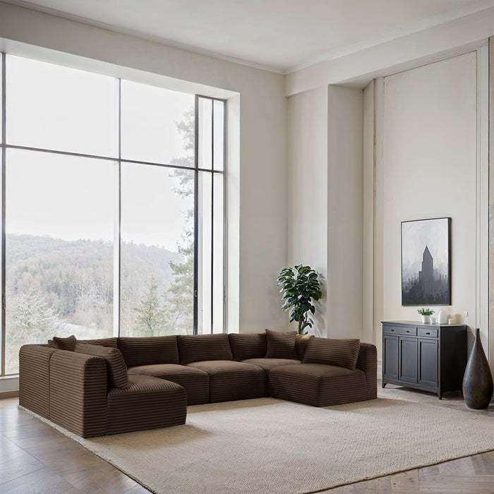 Shaggy 140" Corduroy Performance Fabric Upholstered Modular Sectional