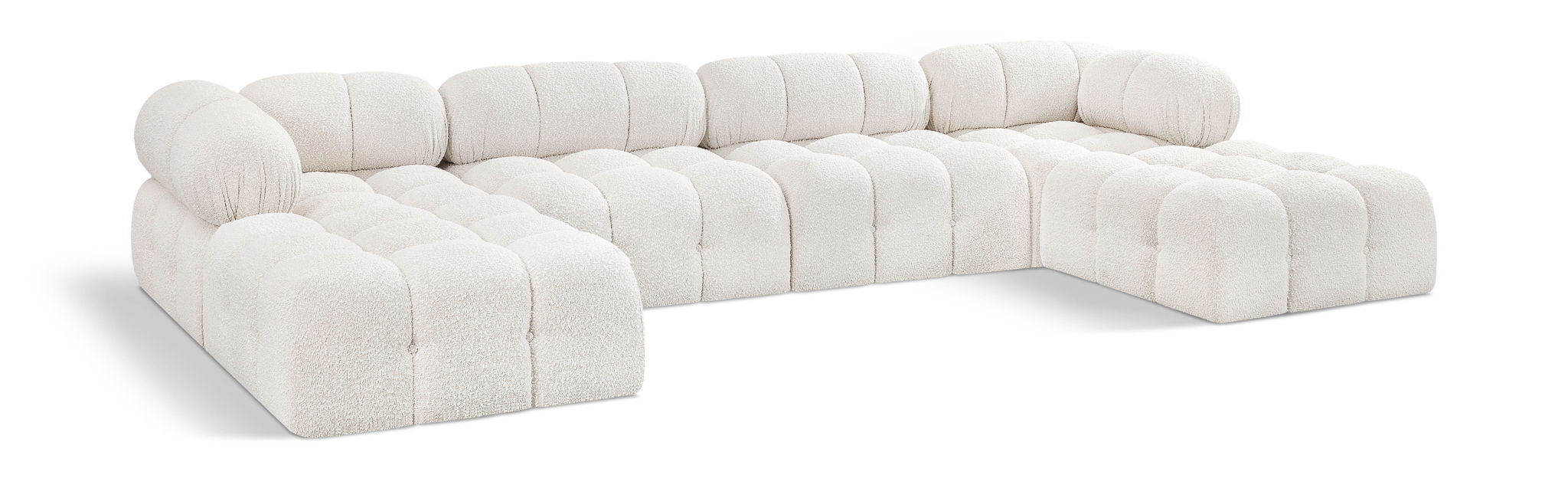 Ames 136" Boucle Fabric Upholstered 6pc. Modular Sectional
