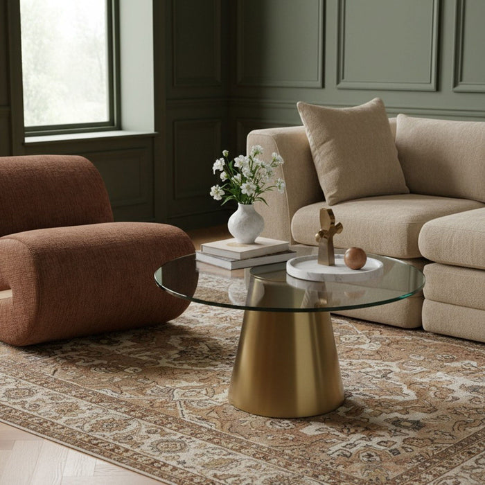 Glassimo Glass Top And Iron Base End Table