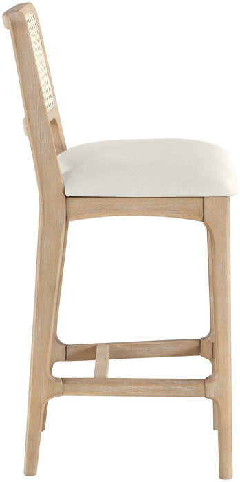 Atrium Cane Back And Vegan Leather Upholstered Seat Counter Stool