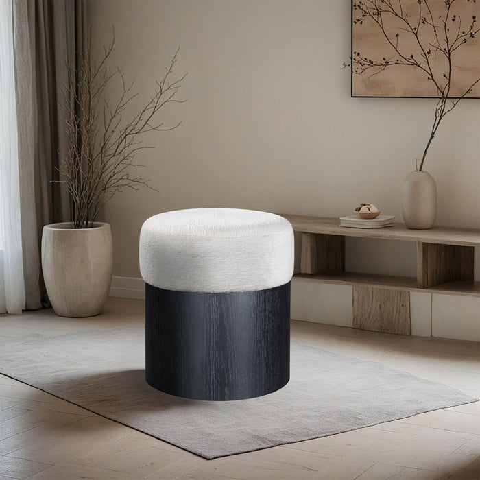 Nimes Velour Fur Fabric Upholstered Ottoman
