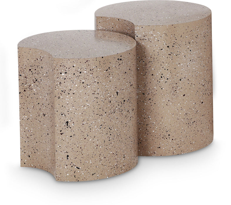 Dimple Terrazzo Pattern Iron Nesting 2pc. Modular End / Side Table