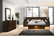 Coaster Jessica 6-Piece Eastern King LED Bedroom Set Cappuccino with 43-Inch Headboard (Model 200711KE-S5P)