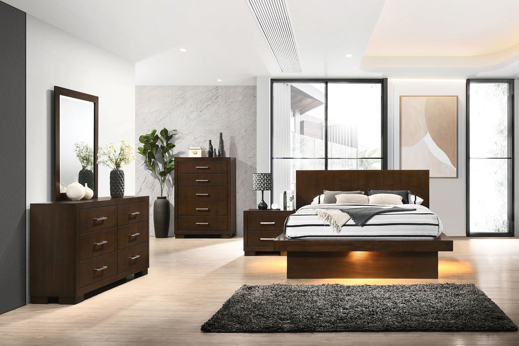 Coaster Jessica 6-Piece Eastern King LED Bedroom Set Cappuccino with 43-Inch Headboard (Model 200711KE-S5)