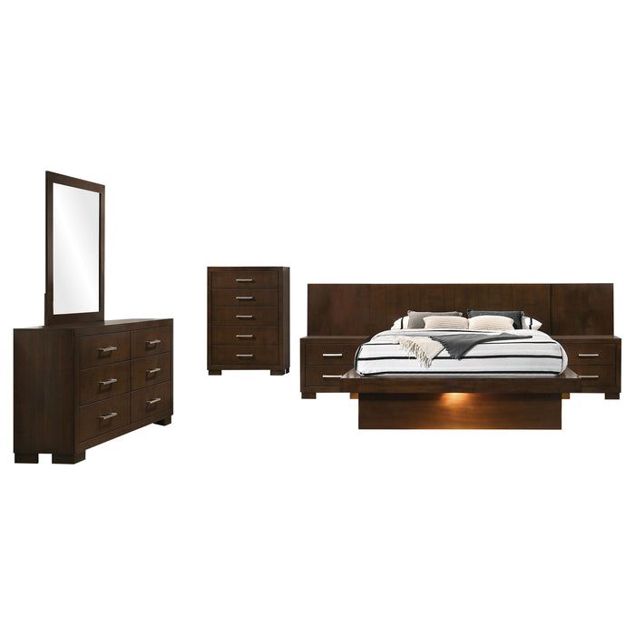 Jessica 5-piece Eastern King LED Bedroom Set Cappuccino