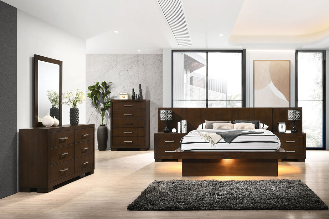 Jessica Wood LED Panel Bed Cappuccino
