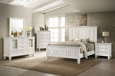 Tocador Sandy Beach de 11 cajones con espejo, blanco crema
