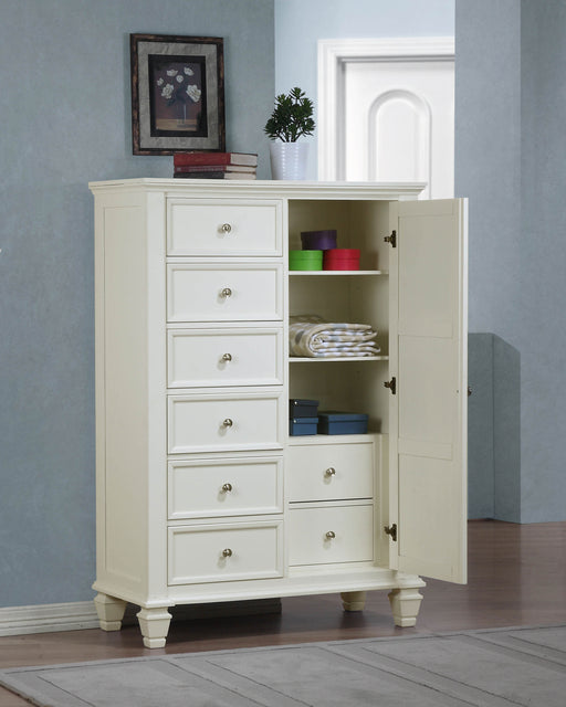 Sandy Beach 8-drawer Door Chest Cream White - Ivory