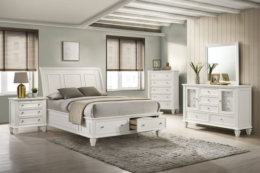 Coaster Sandy Beach 6-Piece Queen Bedroom Set Cream White with 57-Inch Headboard