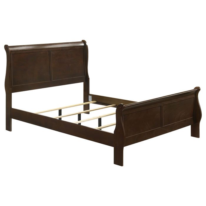 Louis Philippe Wood Sleigh Bed Cappuccino