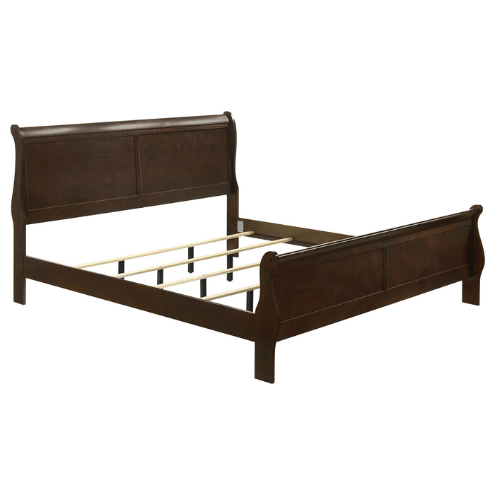Louis Philippe Wood Sleigh Bed Cappuccino