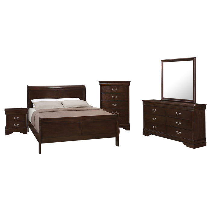 Juego de dormitorio Louis Philippe tamaño Queen de 5 piezas - capuchino