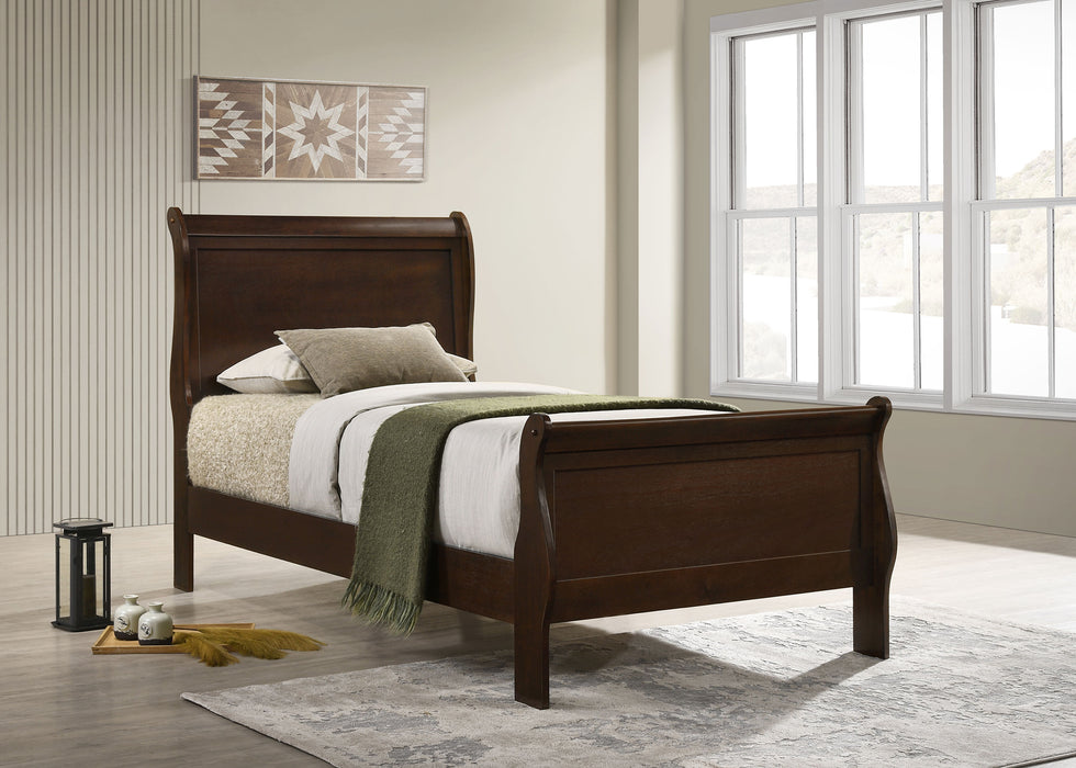 Louis Philippe Wood Sleigh Bed Cappuccino
