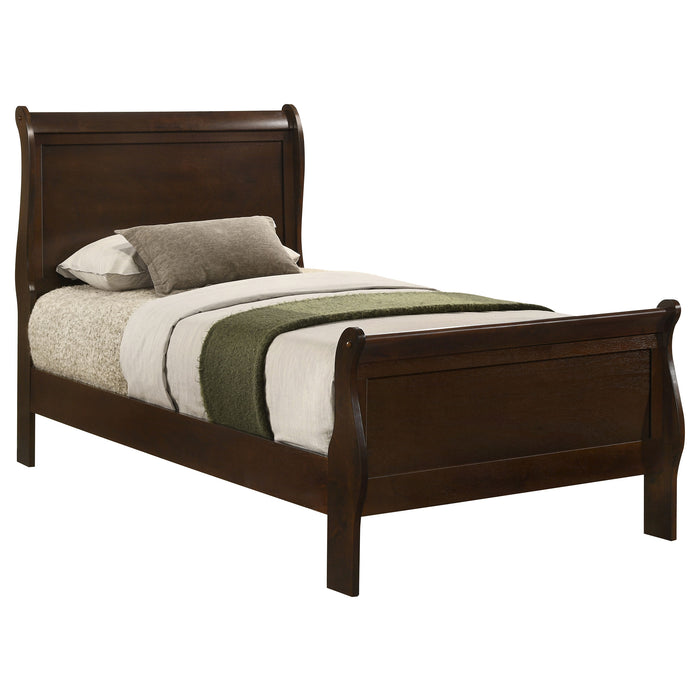 Louis Philippe Wood Sleigh Bed Cappuccino