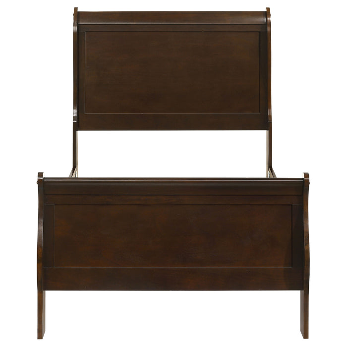 Louis Philippe Wood Sleigh Bed Cappuccino