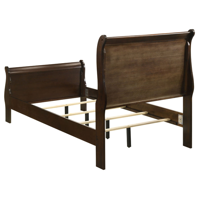 Louis Philippe Wood Sleigh Bed Cappuccino