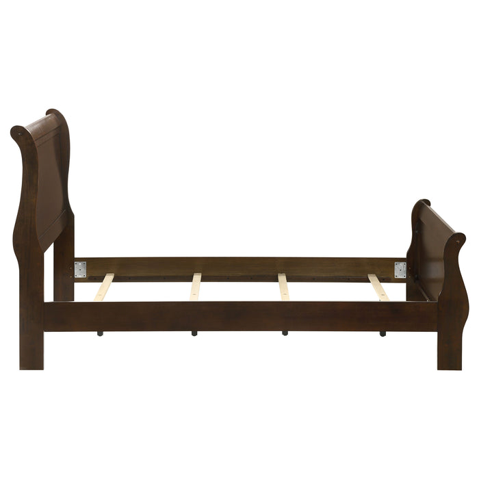 Louis Philippe Wood Sleigh Bed Cappuccino