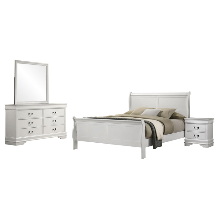 Juego de dormitorio Louis Philippe tamaño Queen de 4 piezas - blanco