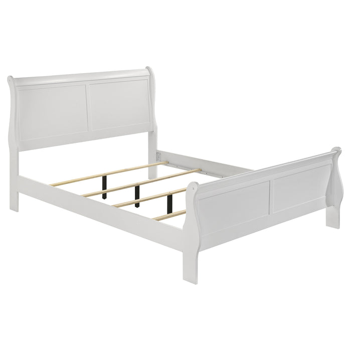 Juego de dormitorio Louis Philippe tamaño Queen de 4 piezas - blanco