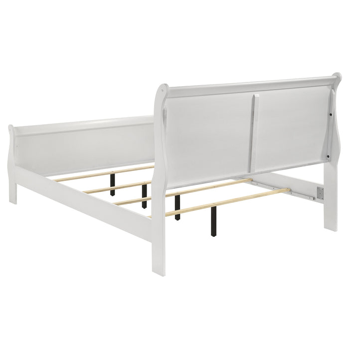 Juego de dormitorio Louis Philippe tamaño Queen de 4 piezas - blanco