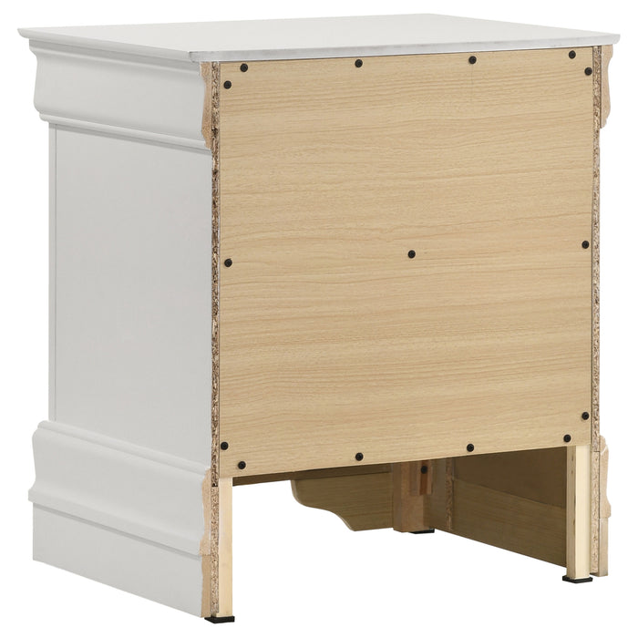Juego de dormitorio Louis Philippe tamaño Queen de 4 piezas - blanco