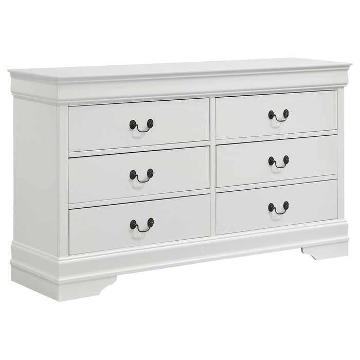 Juego de dormitorio Louis Philippe tamaño Queen de 4 piezas - blanco