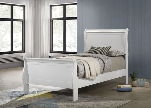 Louis Philippe 47-inch Sleigh Panel Bed White