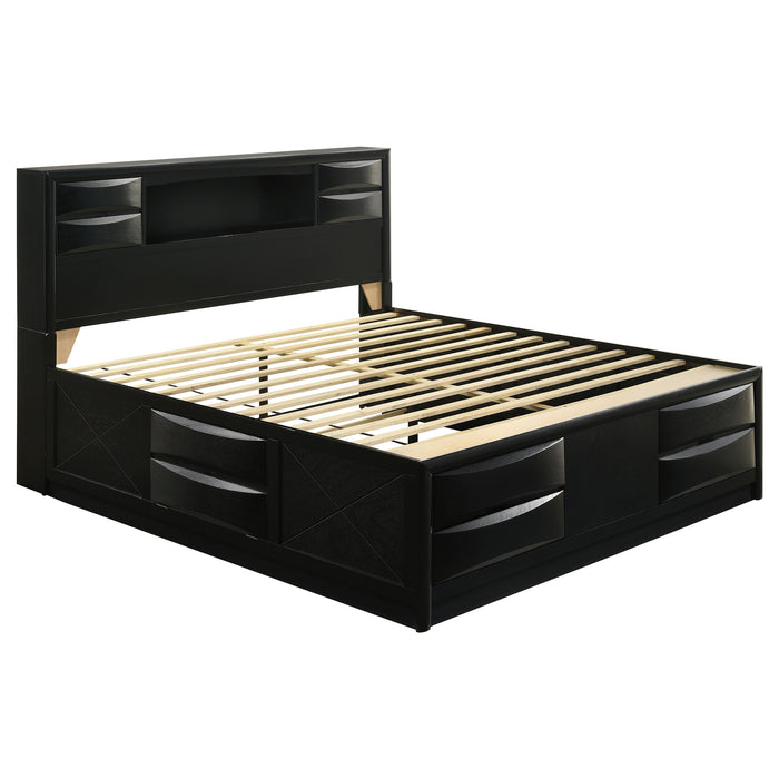 Briana Wood Storage Bookcase Bed Black