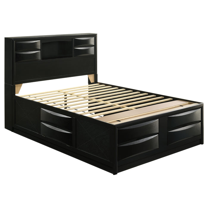 Briana Wood Storage Bookcase Bed Black