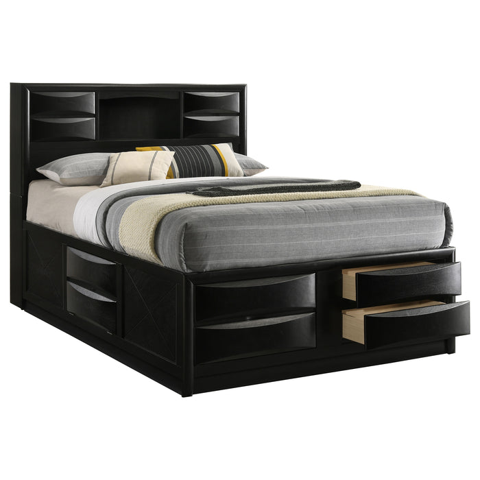 Briana Wood Storage Bookcase Bed Black