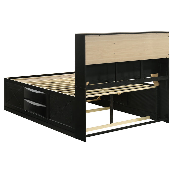 Briana Wood Storage Bookcase Bed Black