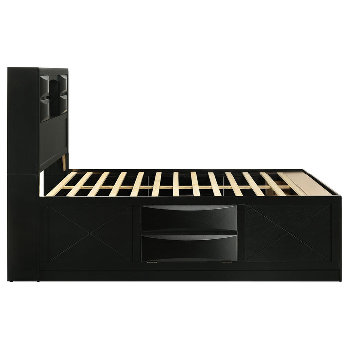Briana Wood Storage Bookcase Bed Black
