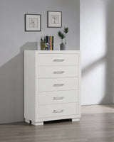 Cómoda para dormitorio Jessica de 5 cajones blanco nieve