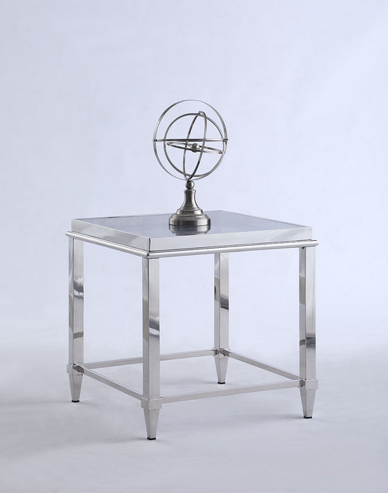 Contemporary Lamp Table w/ Glass Top & Gray Trim 2035-LT