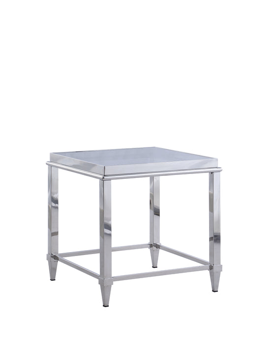 Contemporary Lamp Table w/ Glass Top & Gray Trim 2035-LT