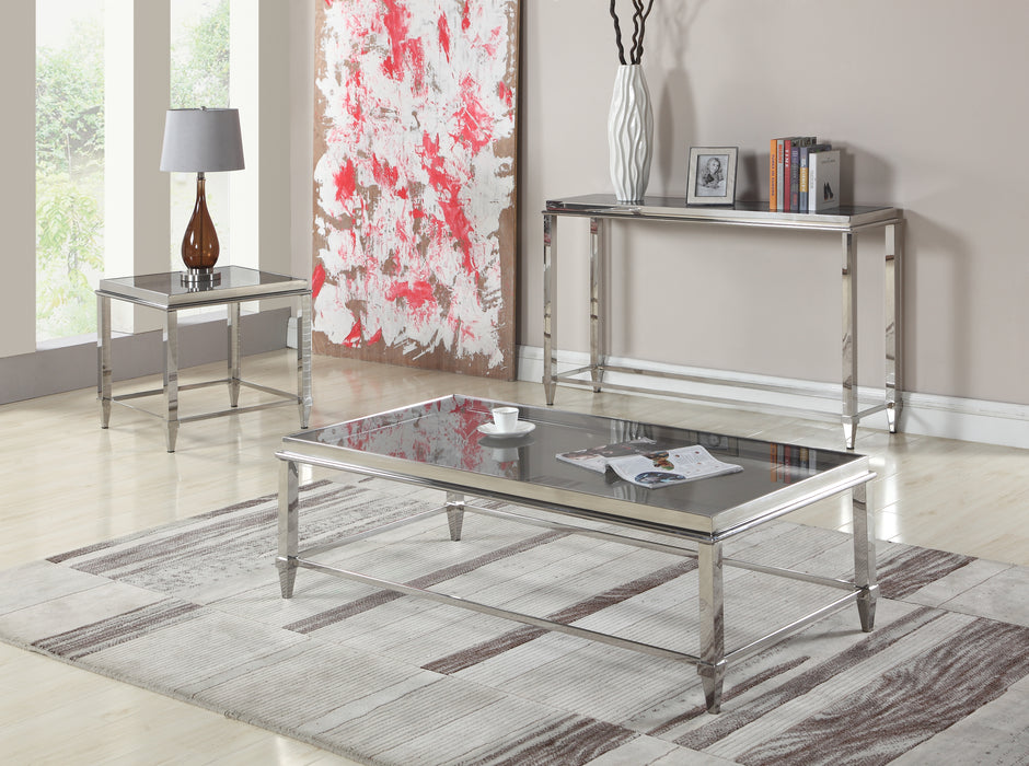 Contemporary Lamp Table w/ Glass Top & Gray Trim 2035-LT