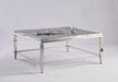 Contemporary Square Cocktail Table w/ Glass Top & Gray Trim 2035-SQ-CT
