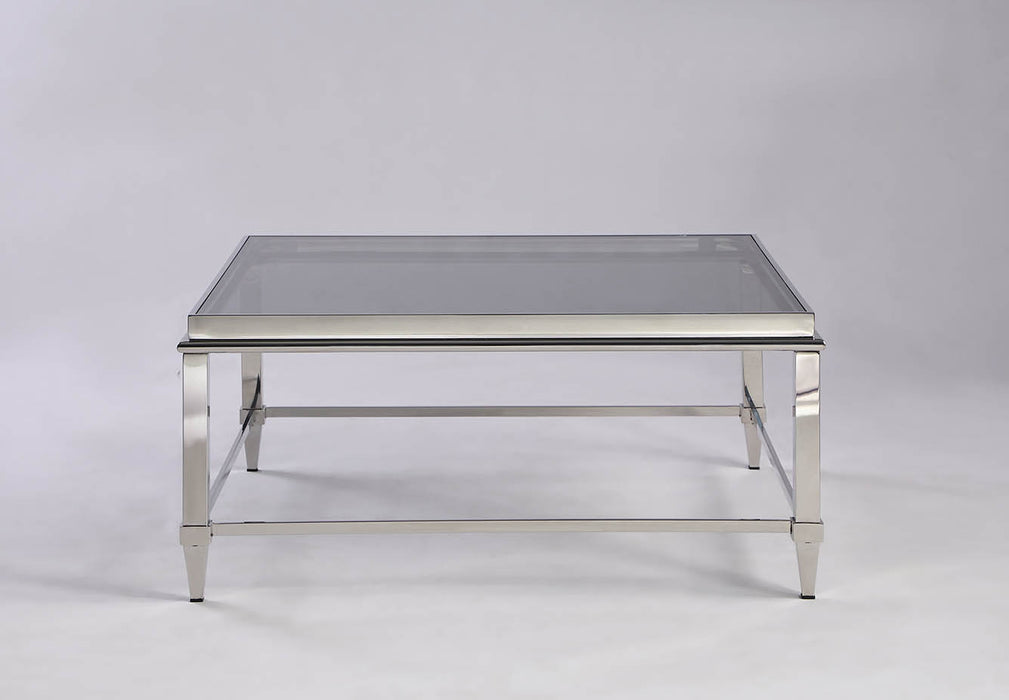 Contemporary Square Cocktail Table w/ Glass Top & Gray Trim 2035-SQ-CT