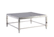 Contemporary Square Cocktail Table w/ Glass Top & Gray Trim 2035-SQ-CT