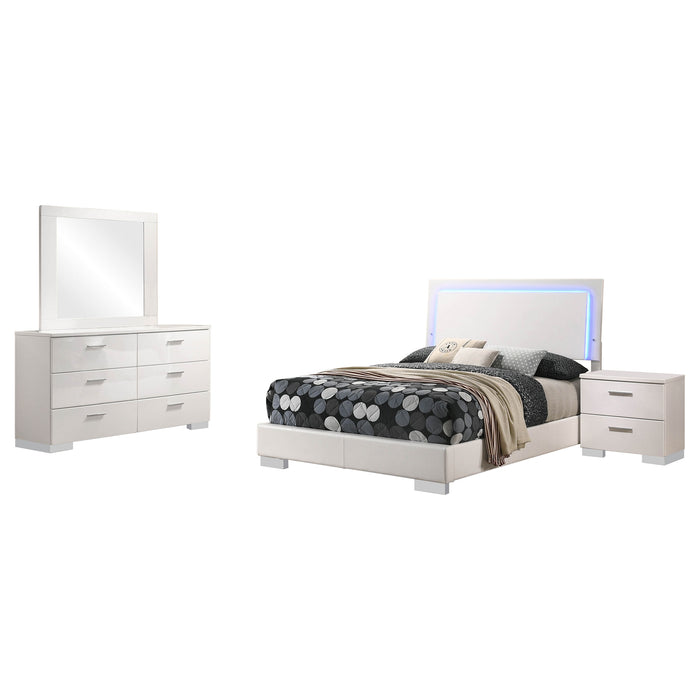 Felicity 5-piece Full Bedroom Set White High Gloss