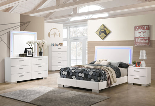 Coaster Felicity 6-Piece Full Bedroom Set White High Gloss with 48-Inch Headboard (Model 203500F-S5L)