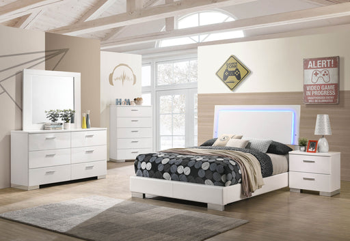 Coaster Felicity 6-Piece Full Bedroom Set White High Gloss with 48-Inch Headboard (Model 203500F-S5)