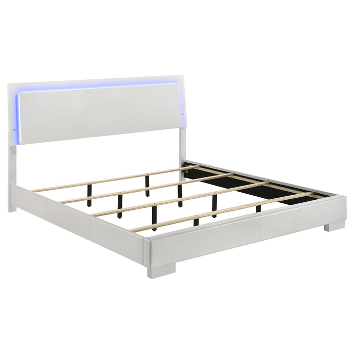 Felicity Wood LED Panel Bed White High Gloss