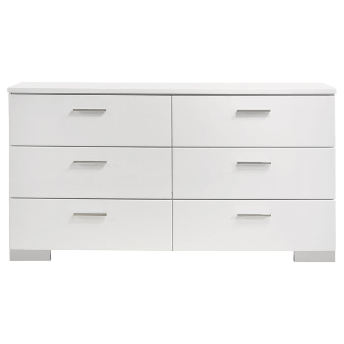 Juego de dormitorio Felicity tamaño California King de 5 piezas - blanco brillante